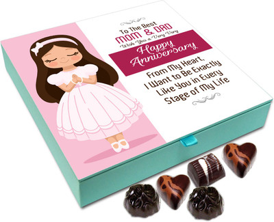 

Chocholik Gift Box - To The Best Mom And dad, Wish You A Very Happy Anniversary Chocolate Box - 9pc Truffles(108 g)