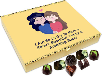 

Chocholik Gift Box - I Am So Lucky To Have A Sister Like You Chocolate Box - 20pc Truffles(240 g)