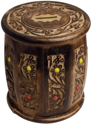 

Worthy Shoppee Handicrafted Wooden Money Bank Barrel Shape Kids Piggy Coin Box Gifts, 5.5 Inches Coin Bank(Brown)