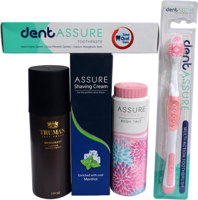 

Assure MEN DAILY NEED INCLUDING PASTE, BRUSH, DEO, SHAVING CRM AND POWDER(Set of 5)