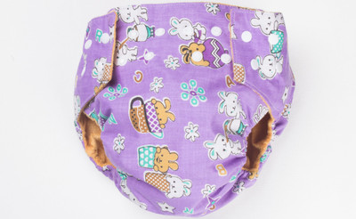 

Ole Baby Cloth Diaper REUSABLE Nappy Organic Cotton Anti Bacterial Washable Free Size Adjustable 0-3 Years ( Made in India)-Purple - M