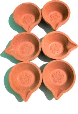 

DANNU 6 Terracotta (Pack of 6) Table Diya Set(Height: 6 inch)