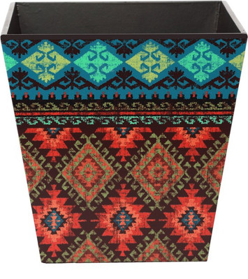 

Reinvention Factory Kilim Dustbin Wood Dustbin(Multicolor)