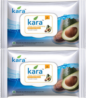 

Kara Deep Pore Cleansing Skin Care Wipes Avocado & Jojoba (Pack of 2)(Pack of 30)