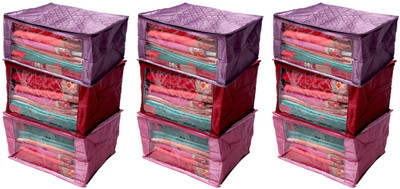 

Kuber Industries Designer Saree Cover Extra Large Size Quilted Satin set of 9 Pcs (Maroon, Purple & Pink) KISSCSATINSCS33(Multicolor)