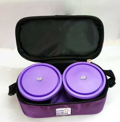 

The Kitchen Queen Hot Meal Steel Double Decker ZIP Soft (Purple) 3 Containers Lunch Box(350 ml)