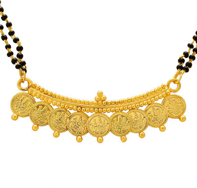 Memoir Gold plated 9 coin Laxmi coin ginni navgrah mangalsutra for Women Brass Mangalsutra