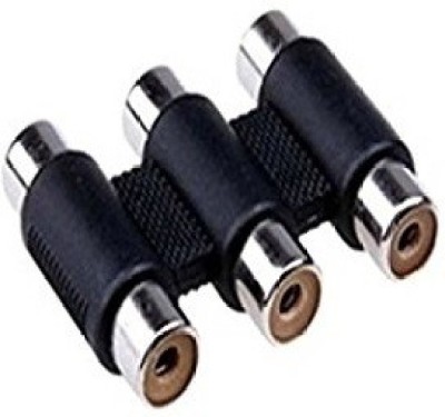 

Techvik 3 RCA Female Jointer For Audio Video 3RCA Cable Extenion Connecter(Black)