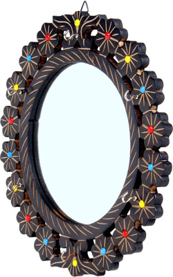 

Fab Handicraft Wooden Mirror Decorative Mirror(Round)