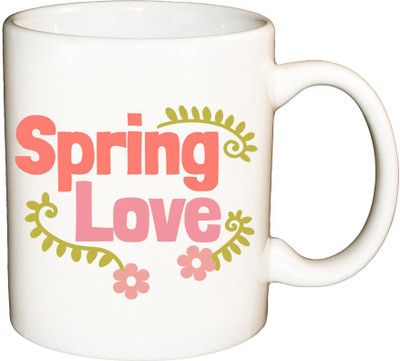 

ShopBuzz Spring love printed coffee Ceramic Mug(350 ml), Multicolor