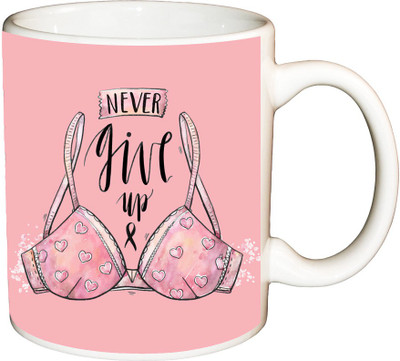 

ShopBuzz Never give up printed coffee Ceramic Mug(350 ml), Multicolor
