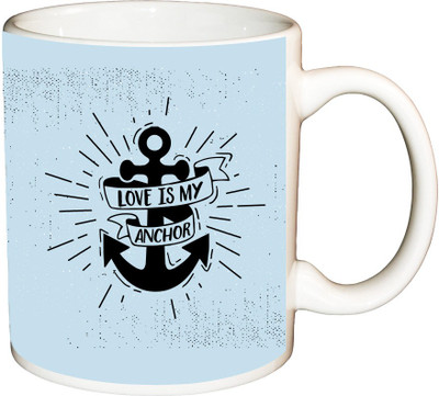 

ShopBuzz Love is my anchor printed coffee Ceramic Mug(350 ml), Multicolor