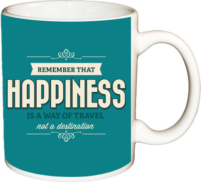 

ShopBuzz remember that happiness printed coffee Ceramic Mug(350 ml), Multicolor
