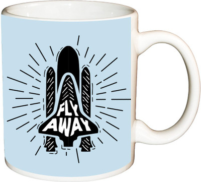 

ShopBuzz Fly away printed coffee Ceramic Mug(350 ml), Multicolor