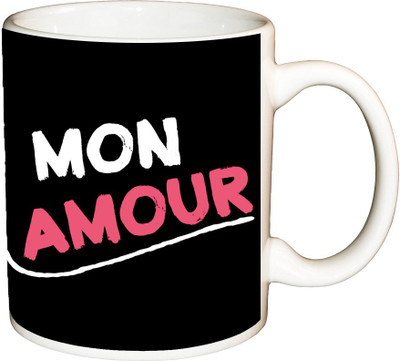 

ShopBuzz Mon amour printed coffee Ceramic Mug(350 ml), Multicolor