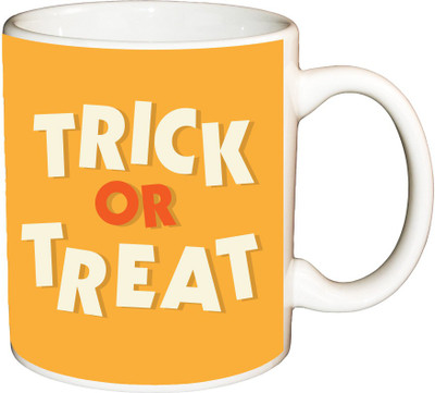 

ShopBuzz Trick or treat printed coffee Ceramic Mug(350 ml), Multicolor