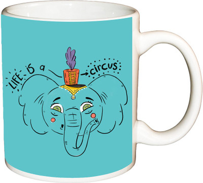 

ShopBuzz Life is a circus printed coffee Ceramic Mug(350 ml), Multicolor