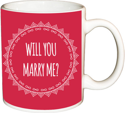 

ShopBuzz Will you marry me pink printred coffee Ceramic Mug(350 ml), Multicolor