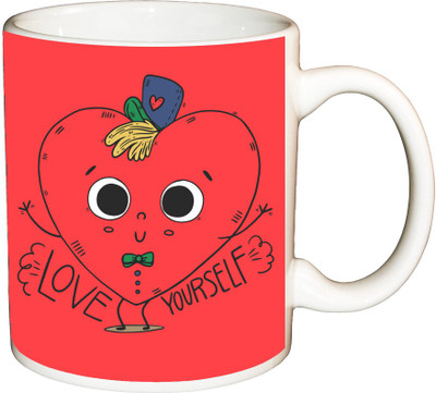 

ShopBuzz Love yourself printed coffee Ceramic Mug(350 ml), Multicolor