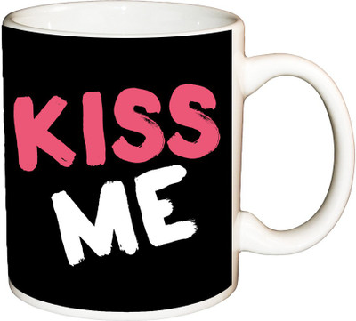 

ShopBuzz Kiss me printed coffee Ceramic Mug(350 ml), Multicolor