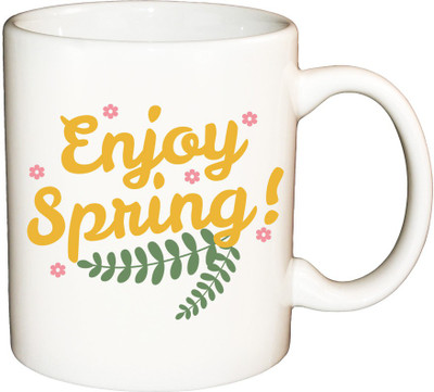 

ShopBuzz Enjoy spring printed coffee Ceramic Mug(350 ml), Multicolor