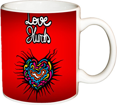 

ShopBuzz Love hearts printed coffee Ceramic Mug(350 ml), Multicolor