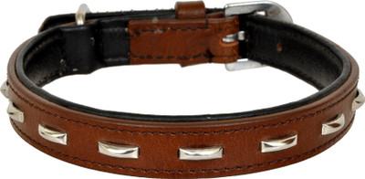 

Leather Craft Embellished Dog Collar Charm(Brown, Round)