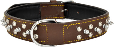 

Leather Craft Embellished Dog Collar Charm(Brown, Round)