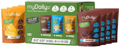 

myDaily Perfect Meal for Weight Management, Fitness & Overall Health (Chocolate + Mango Combo) � Pack of 20. Free Customized Diet Plan Protein Blends(2300 g, Chocolate, Mango)