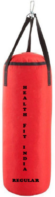 

HEALTH FIT INDIA Regular 2.5 Feet Long, Synthetic Leather Material, Red Color, Unfilled with Hanging Straps Hanging Bag(2.5, 30 kg)