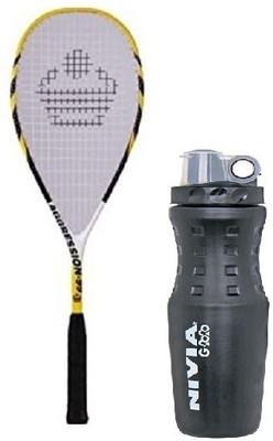 

Cosco Combo of Two, One 'Aggression 99' Squash Racquet and One G-2020 Sipper Bottle Yellow Strung Squash Racquet(Standard, 90 g)