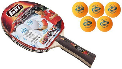 

GKI Combo of Two, One 'Euro XX' table tennis racquet and Five 'KUNG FU' Ping Pong Balls- Multicolor Table Tennis Racquet(G4, 8 g)