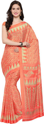 SAARA Printed Daily Wear Poly Georgette Saree(Orange)