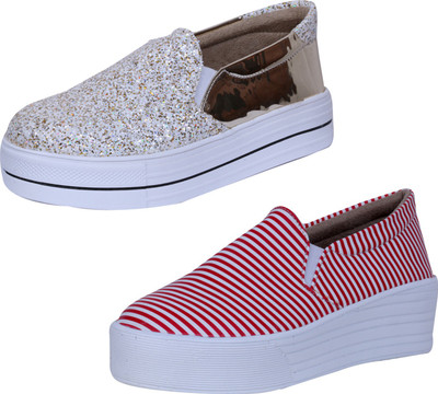 

IndiWeaves Sneakers For Women(White, White, Red