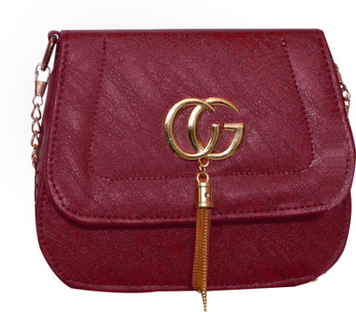 

FASSO Girls Casual Maroon PU Sling Bag