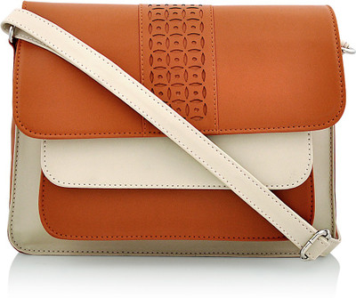 

Blizzard Women Casual Orange, Beige PU Sling Bag, Beige;orange