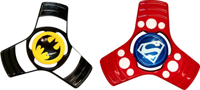 

S.Blaze Combo of 2 Amazing Designs Flated Metal 3 Arm Black Batman + Red Superman Fidget Spinner Toy for Kids & Adults(Multicolor)