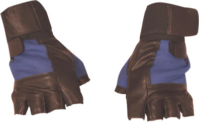

Homeshopeez Multipurpose Leather Sports Gloves With Wrist Support Gym & Fitness Gloves (Free Size, Black, Blue)