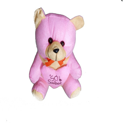

CJ Stuffed Soft Cute Teddy Bear with Ribbon and heart Message Best Festival gift for kids 25 cm - 25 cm(Pink, Gold), Gold;pink