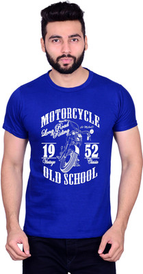 La Milano Printed Men Round Neck Blue T-Shirt