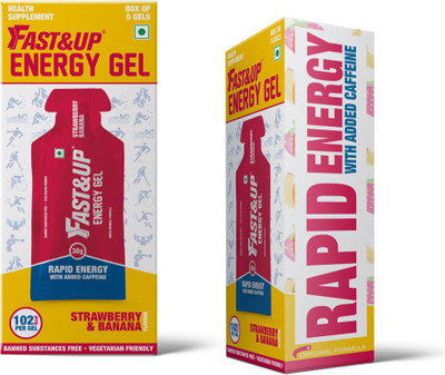 

FAST&UP Energy Gel Pack of 5 (Strawberry-Banana Flavor) Energy Drink(2x9 g, Unflavored)