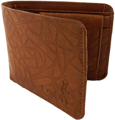 Orbit Men Beige Genuine Leather, Fabric Wallet(5 Card Slots), Tan