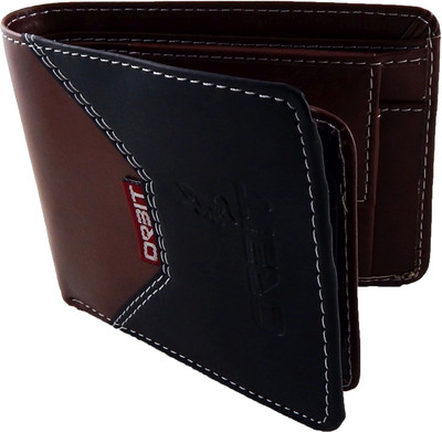 

Orbit Men Tan Genuine Leather, Fabric Wallet(5 Card Slots), Multicolor