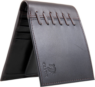 

CLYDE Men Brown Genuine Leather Wallet(8 Card Slots)
