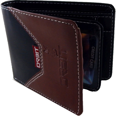 

Orbit Men Black Genuine Leather, Fabric Wallet(5 Card Slots), Multicolor