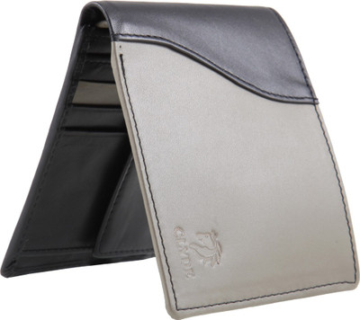 CLYDE Men Grey Genuine Leather Wallet(8 Card Slots)