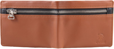 

CLYDE Men Tan Genuine Leather Wallet(8 Card Slots)