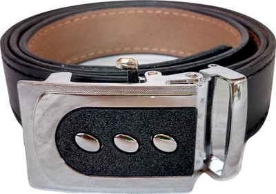 

model Men Casual Black Artificial Leather Reversible Belt, Silver black