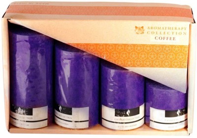 Skycandle.in Lavender Scented Marble Pillar Set (Purple, Pack of 4) Candle Candle(Purple, Pack of 4)