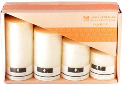 

Skycandle in Vanilla Scented Marble Pillar Set (Cream, Pack of 4) Candle(Pink, Pack of 4)